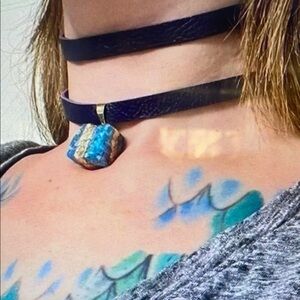 Blue and Gold Choker Necklace